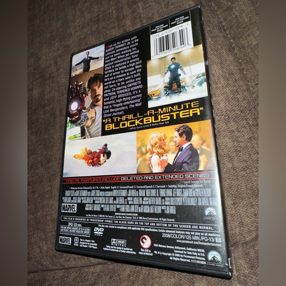 Iron Man DVD - 2008 Marvel Action Superhero Movie Starring Robert Downey Jr. - Picture 4 of 5